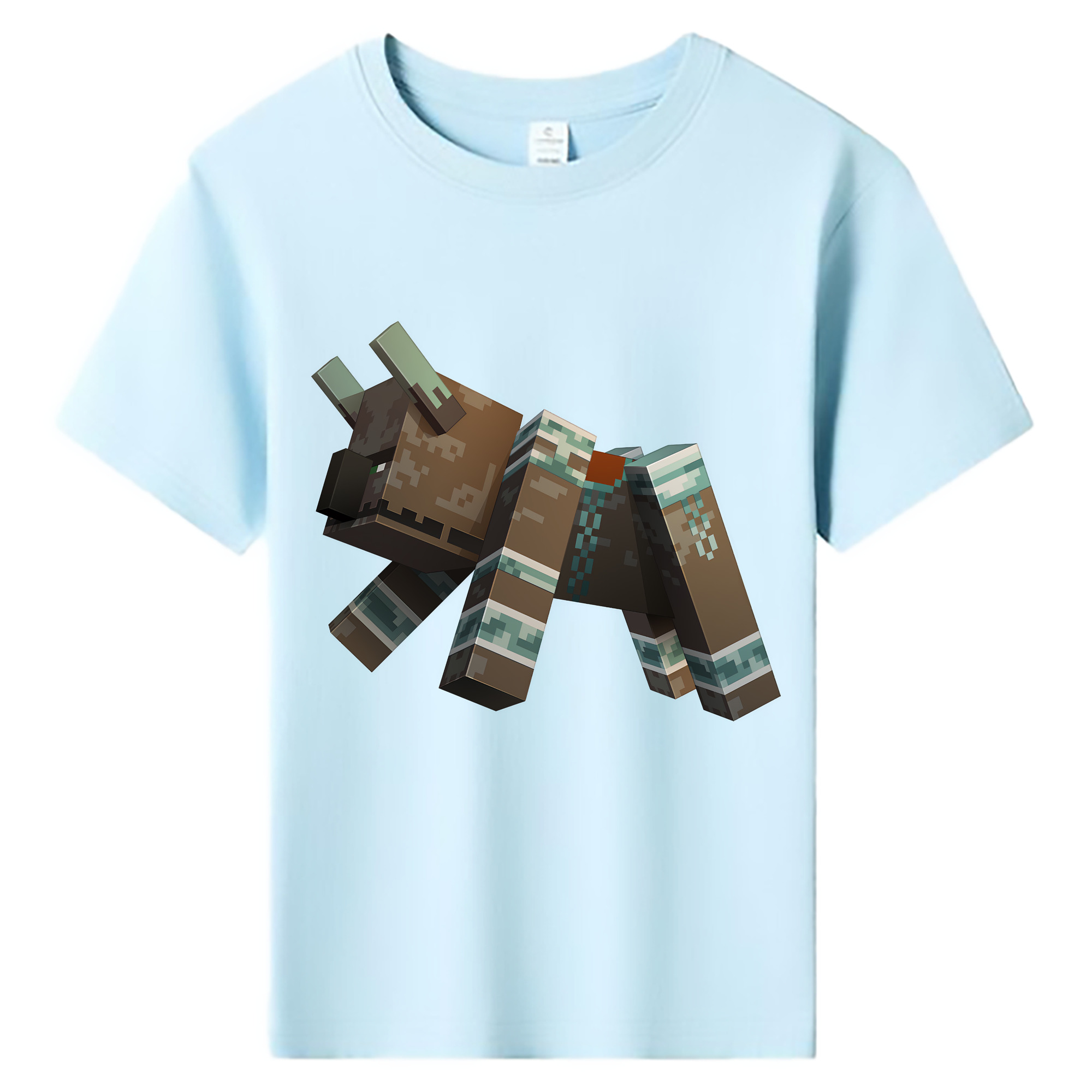 （画像用） マインクラフト ブロックの世界 Minecraft MC Block world 綿100％キッズTシャツ（フロントプリント）